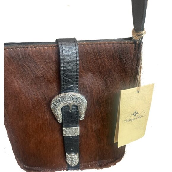 NWT! Patricia Nash Women's Leather Cavalino Cow Venezia Crossbody Bag Black - Picture 3 of 11